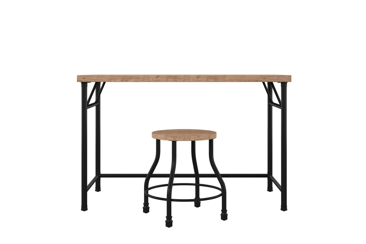Industrial Rustin Oak Desk + Stool at GardnerWhite