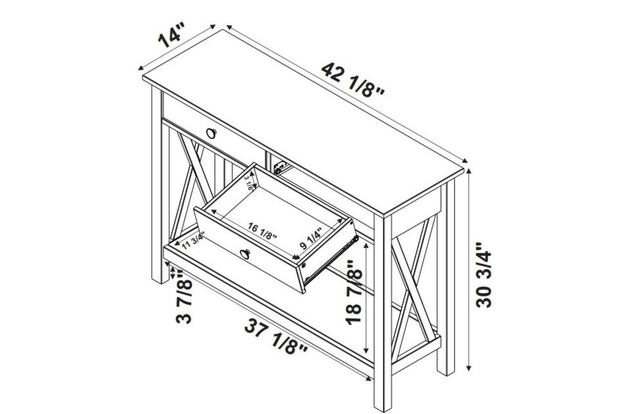 Dover Driftwood Console Table 2 Drawers at GardnerWhite
