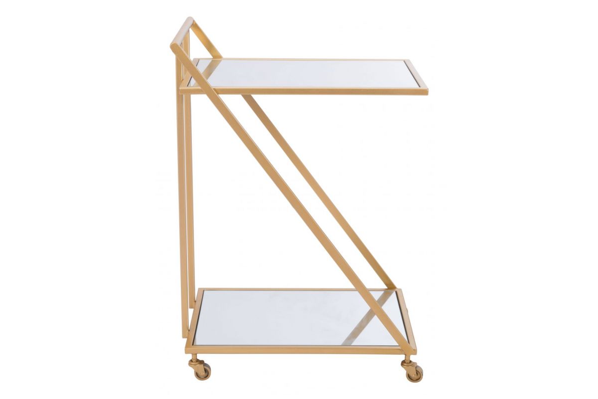 Alto Bar Cart Mirror & Gold at GardnerWhite