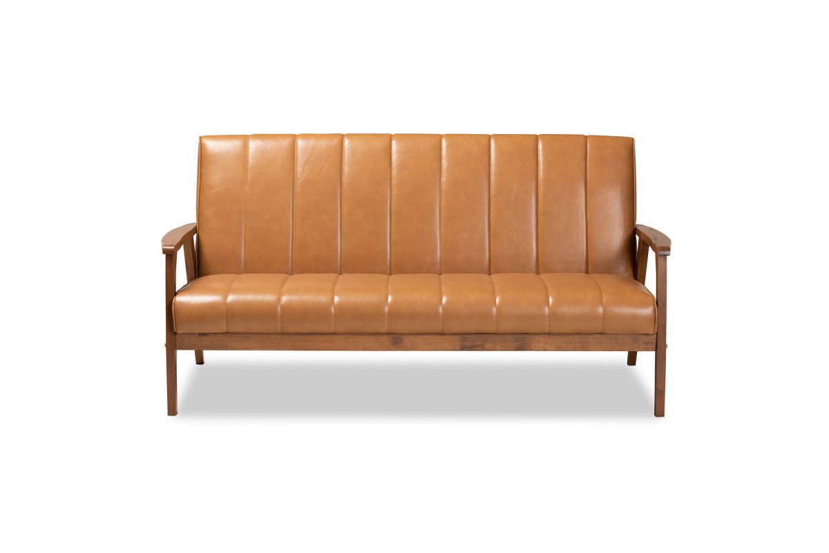 Nikko Tan Faux Leather Sofa at GardnerWhite