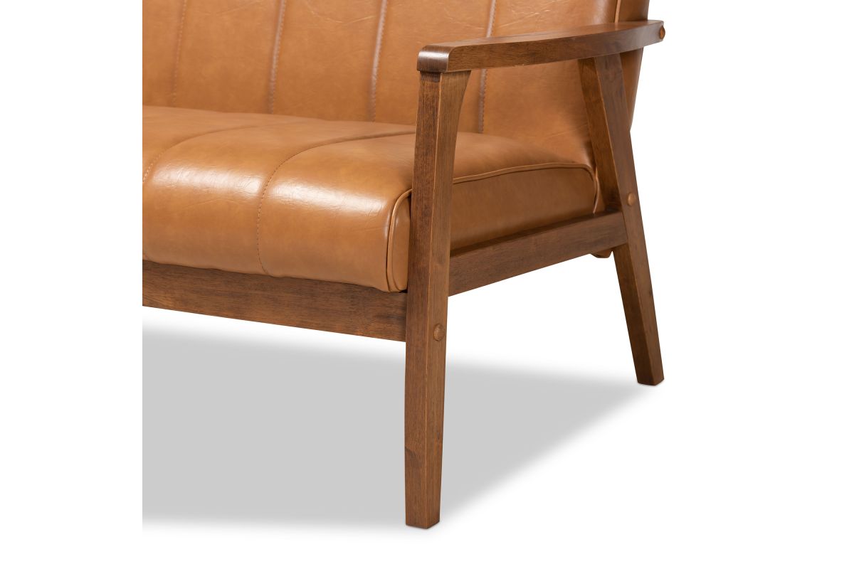 Nikko Tan Faux Leather Sofa at GardnerWhite