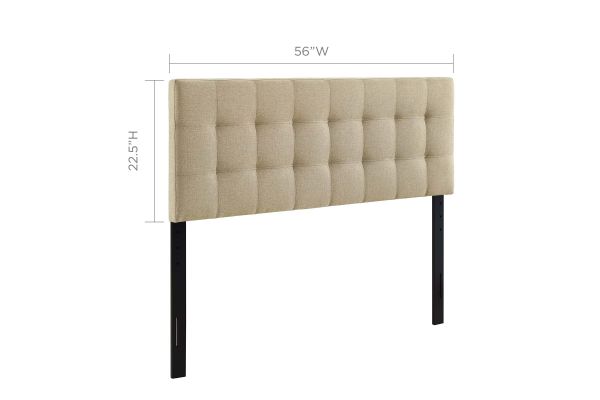 Lily Full Upholstered Fabric Headboard in Beige