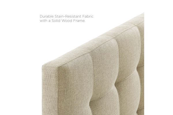 Lily Full Upholstered Fabric Headboard in Beige