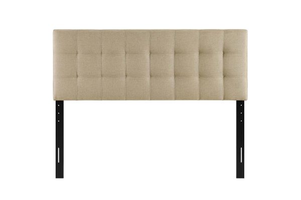 Lily Full Upholstered Fabric Headboard in Beige