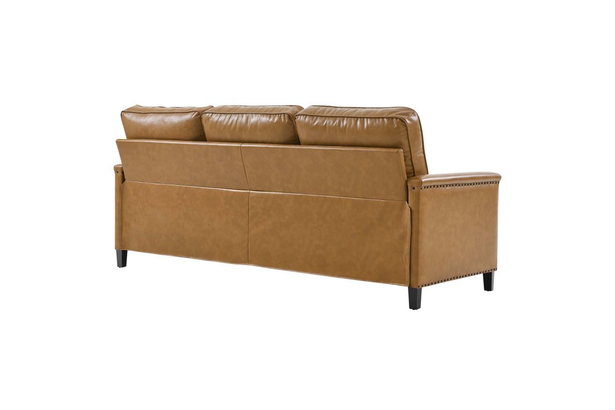 Ashton Vegan Leather Sectional Sofa in Tan at GardnerWhite