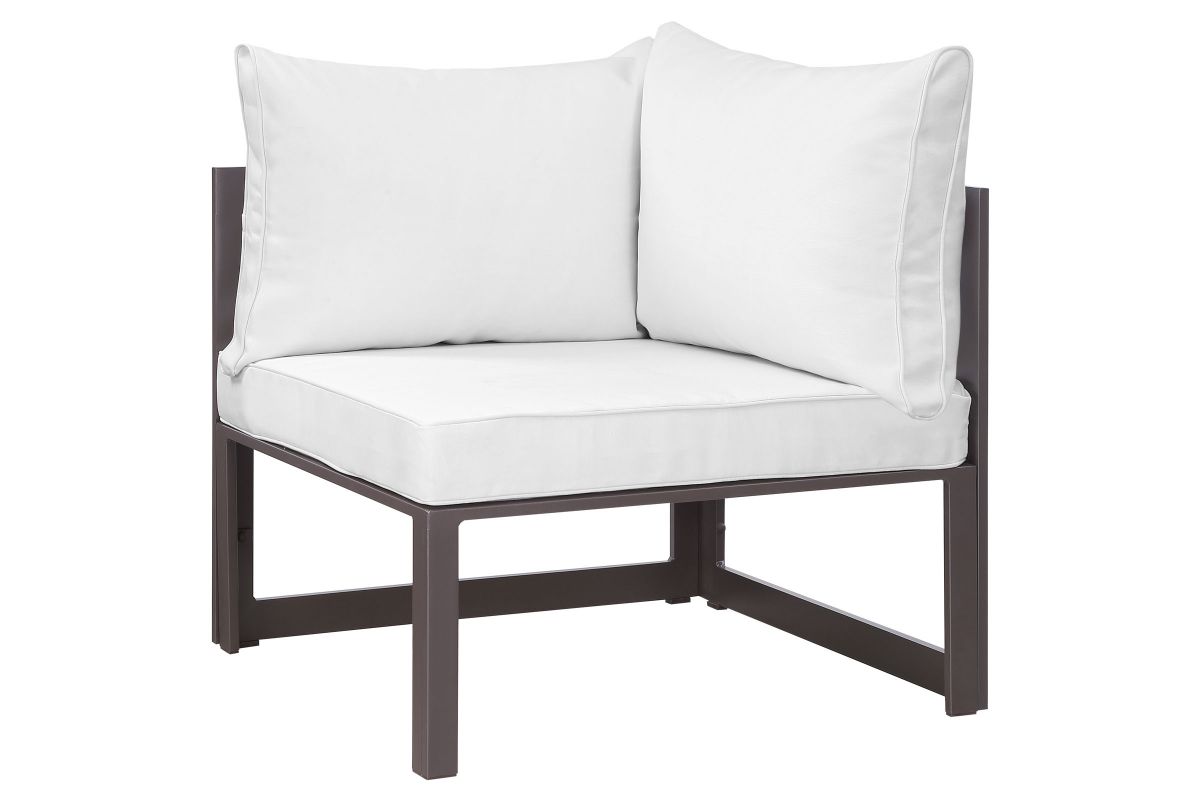 Fortuna 9 Piece Outdoor Patio Sectional Sofa Set in Brown White