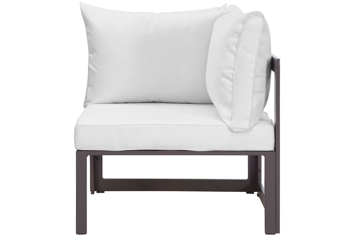 Fortuna 9 Piece Outdoor Patio Sectional Sofa Set in Brown White