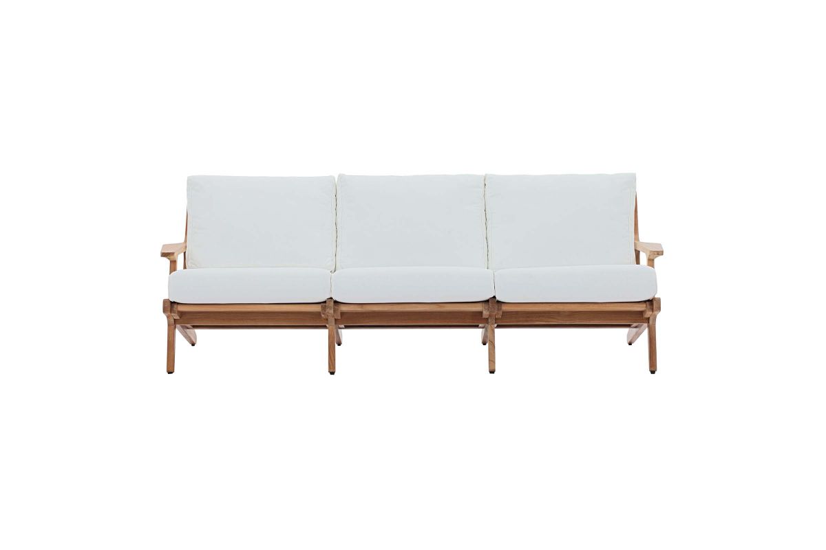 Saratoga Outdoor Patio Premium Grade A Teak Wood Sofa in Natural White