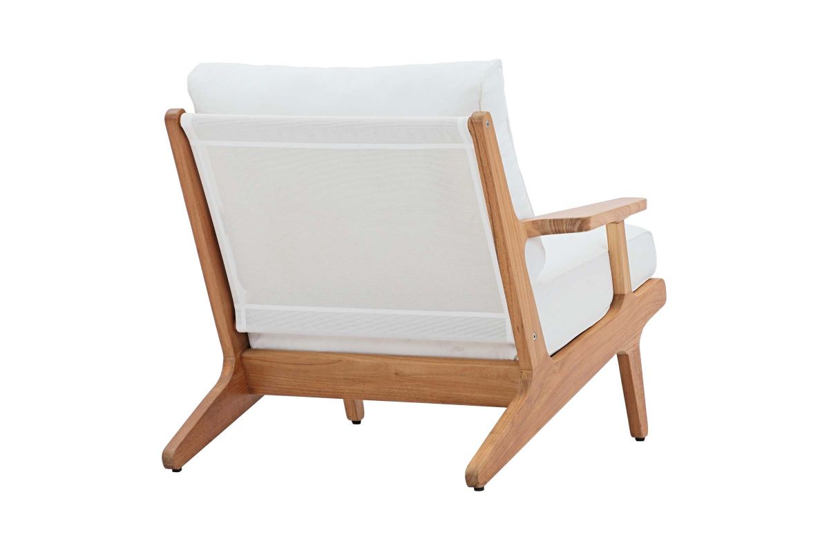 Saratoga Outdoor Patio Teak Armchair in Natural White at GardnerWhite