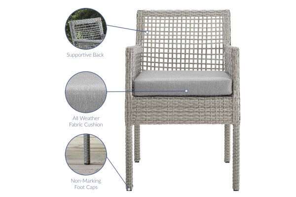 Aura Outdoor Patio Wicker Rattan Dining Armchair in Grey