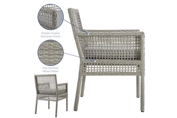 Aura Outdoor Patio Wicker Rattan Dining Armchair in Grey