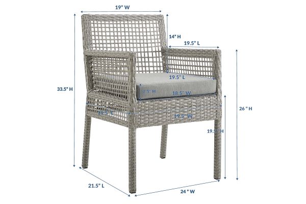 Aura Outdoor Patio Wicker Rattan Dining Armchair in Grey