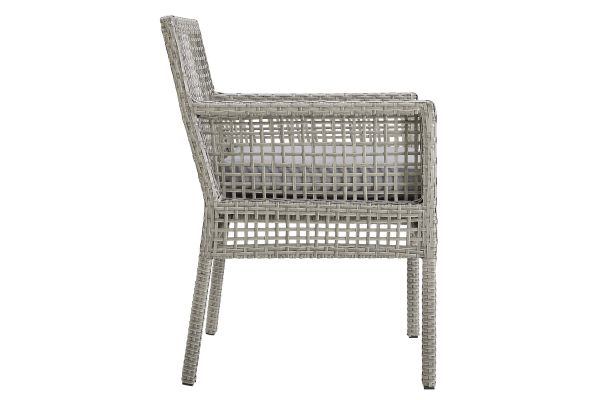 Aura Outdoor Patio Wicker Rattan Dining Armchair in Grey
