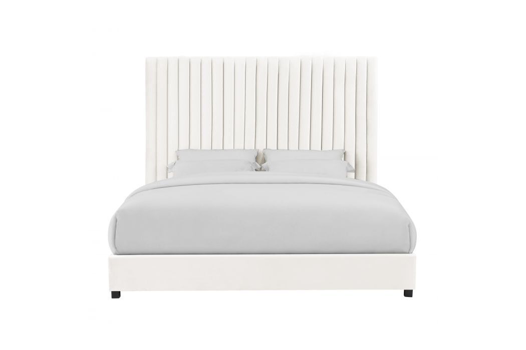 Arabelle White Velvet Bed in King at GardnerWhite