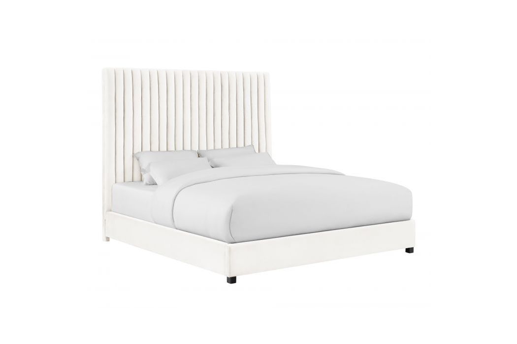 Arabelle White Velvet Bed in King at GardnerWhite