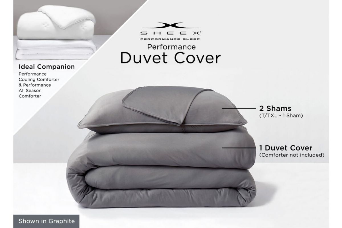 Sheex Elevated Performance Cooling Duvet Cover Graphite Full/Queen