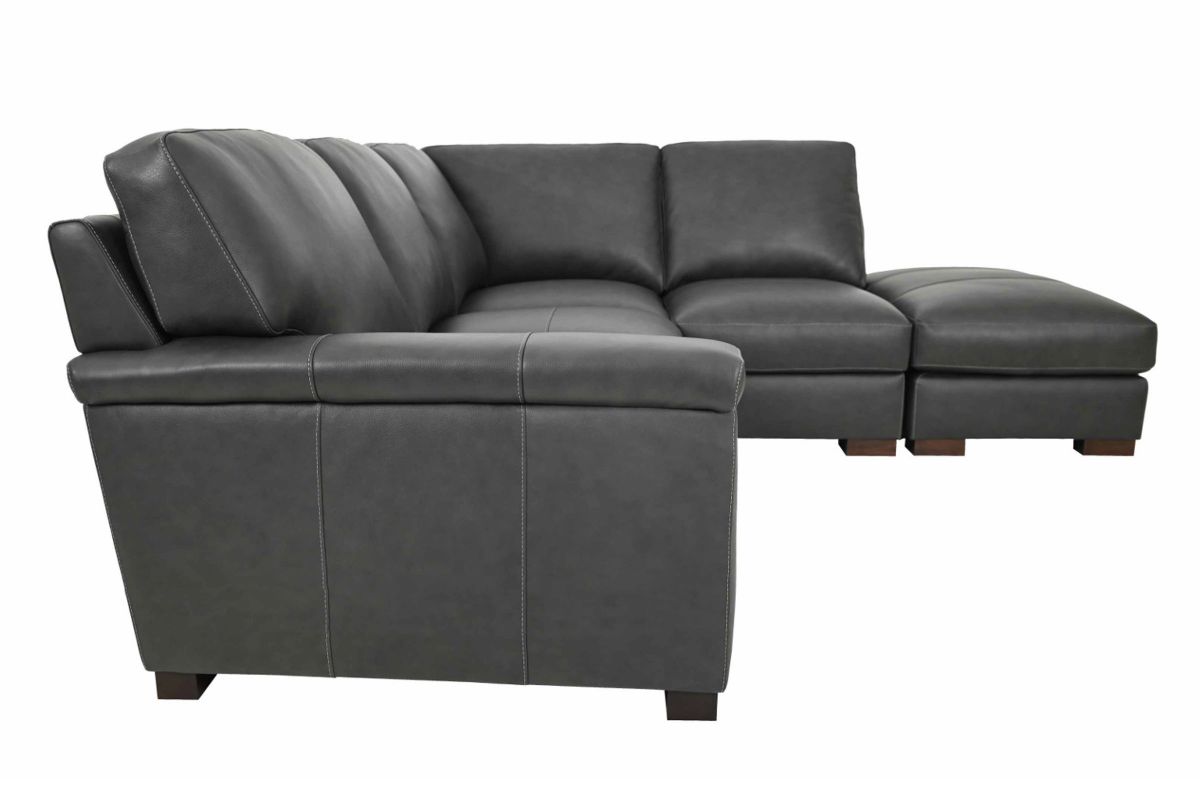 Oliver Slate 3Piece Leather Sectional with Ottoman at GardnerWhite