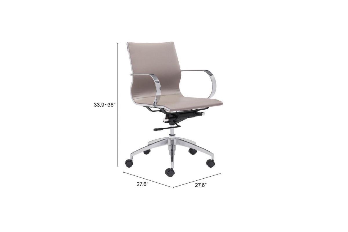 Glider Low Back Office Chair Taupe at GardnerWhite