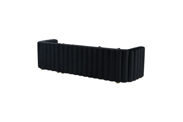 Callie Black Velvet Sectional with Right Arm Facing Chaise