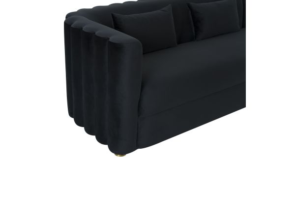 Callie Black Velvet Sectional with Right Arm Facing Chaise