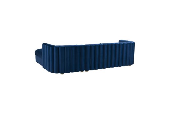Callie Navy Velvet Sectional with Right Arm Facing Chaise