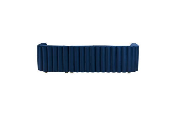 Callie Navy Velvet Sectional with Right Arm Facing Chaise