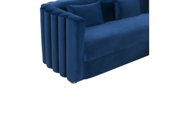 Callie Navy Velvet Sectional with Right Arm Facing Chaise