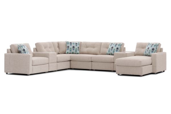 ModularOne Stone 8-Piece Sectional with E-Console & Right Arm Facing Chaise