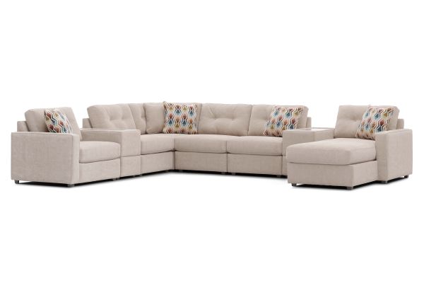 ModularOne Stone 8-Piece Sectional with E-Console & Right Arm Facing Chaise