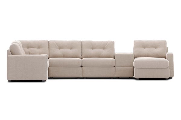 ModularOne Stone 8-Piece Sectional with E-Console & Right Arm Facing Chaise