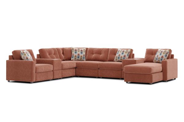 Modular One Sectional Cantaloupe 8-Piece with Right Arm Facing Chaise