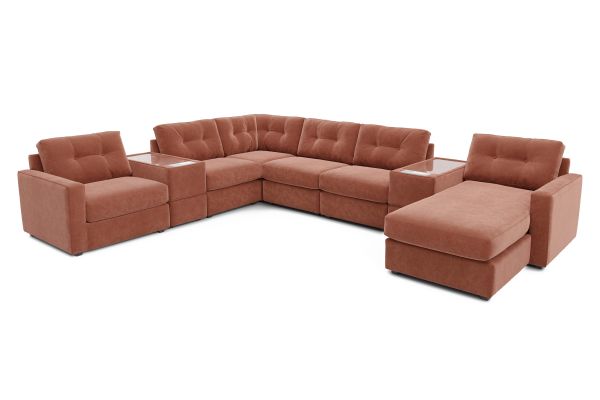 Modular One Sectional Cantaloupe 8-Piece with Right Arm Facing Chaise