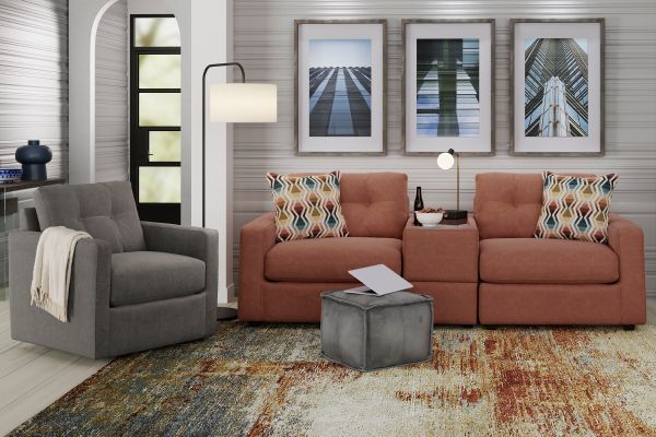 Modular One Sectional Cantaloupe 3-Piece