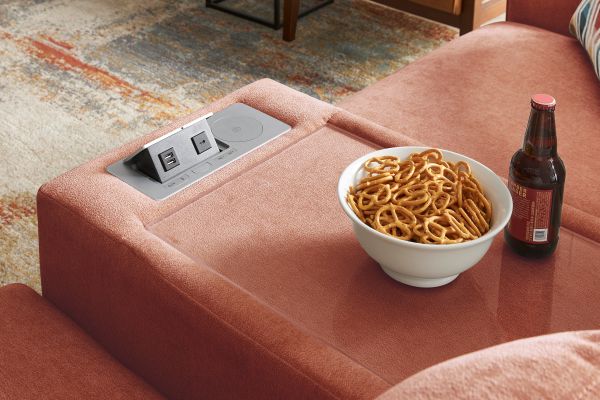 Modular One Sectional Cantaloupe 8-Piece with E-Console & Left Arm Facing Chaise