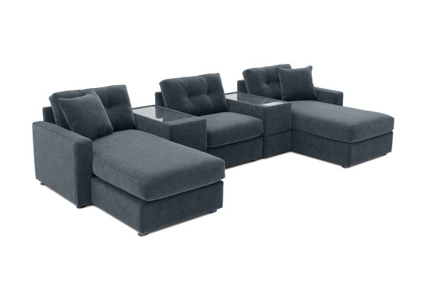 ModularOne Navy 5-Piece Sectional with E-Console & Dual Chaise