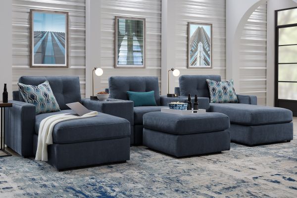 ModularOne Navy 5-Piece Sectional with E-Console & Dual Chaise