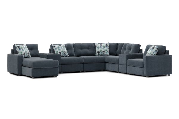 ModularOne Navy 8-Piece Sectional with E-Console & Left Arm Facing Chaise