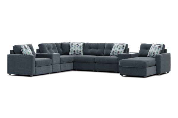 ModularOne Navy 8-Piece Sectional with E-Console & Right Arm Facing Chaise