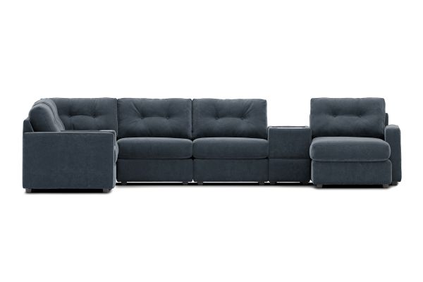 ModularOne Navy 8-Piece Sectional with E-Console & Right Arm Facing Chaise