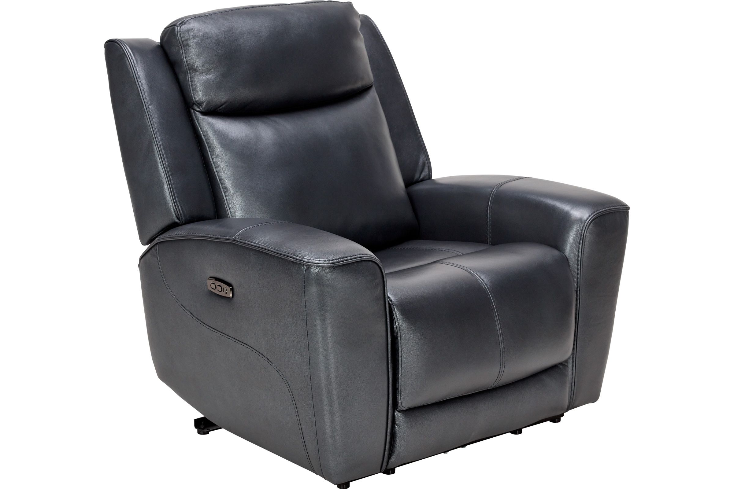 Scorpio Blue Dual Power Leather Recliner at Gardner White