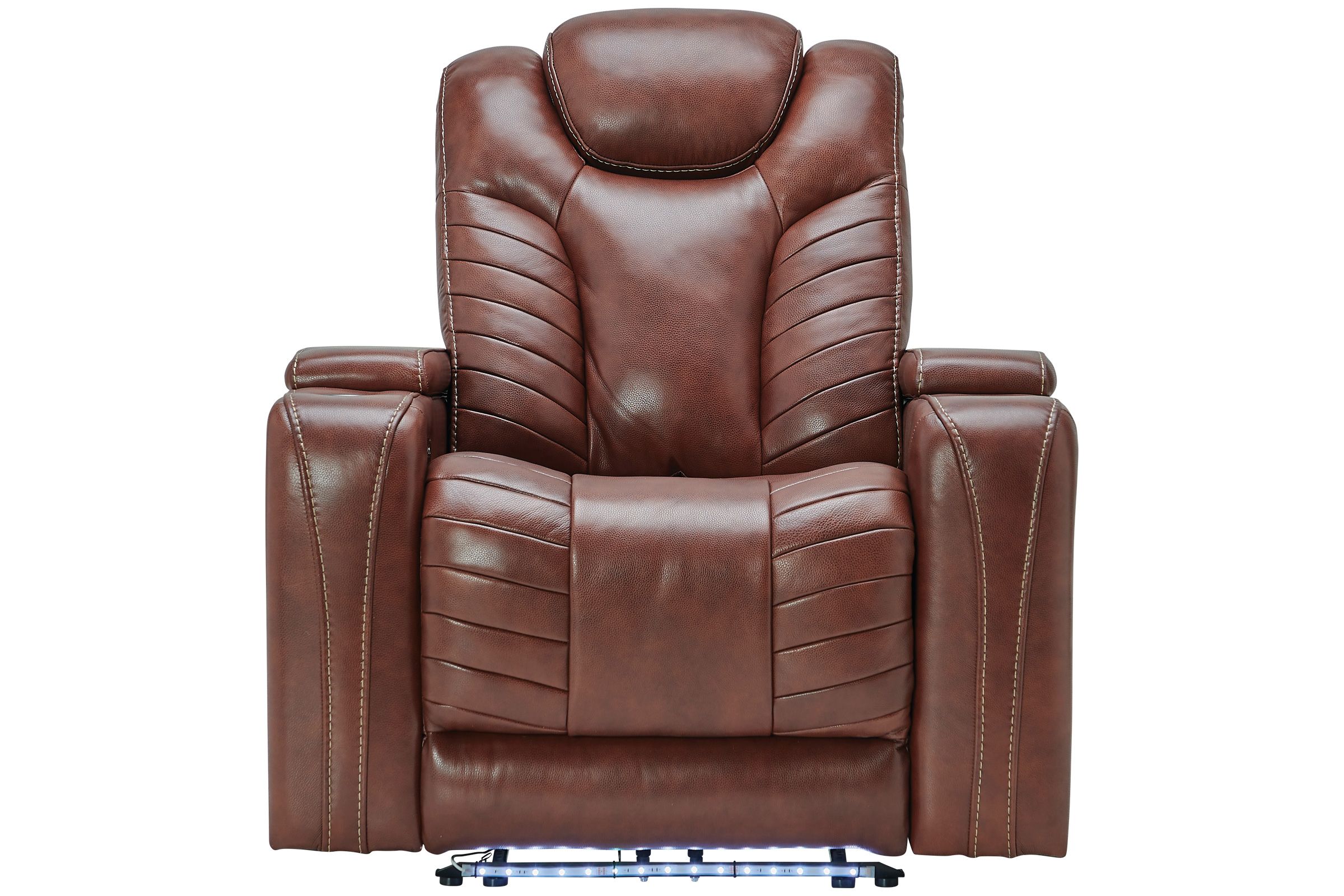Viper Chestnut Leather Dual Power Recliner at Gardner White