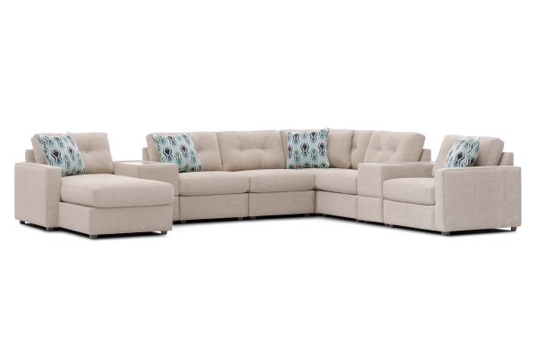 ModularOne Stone 8-Piece Sectional with E-Console & Left Arm Facing Chaise