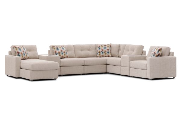 ModularOne Stone 8-Piece Sectional with E-Console & Left Arm Facing Chaise