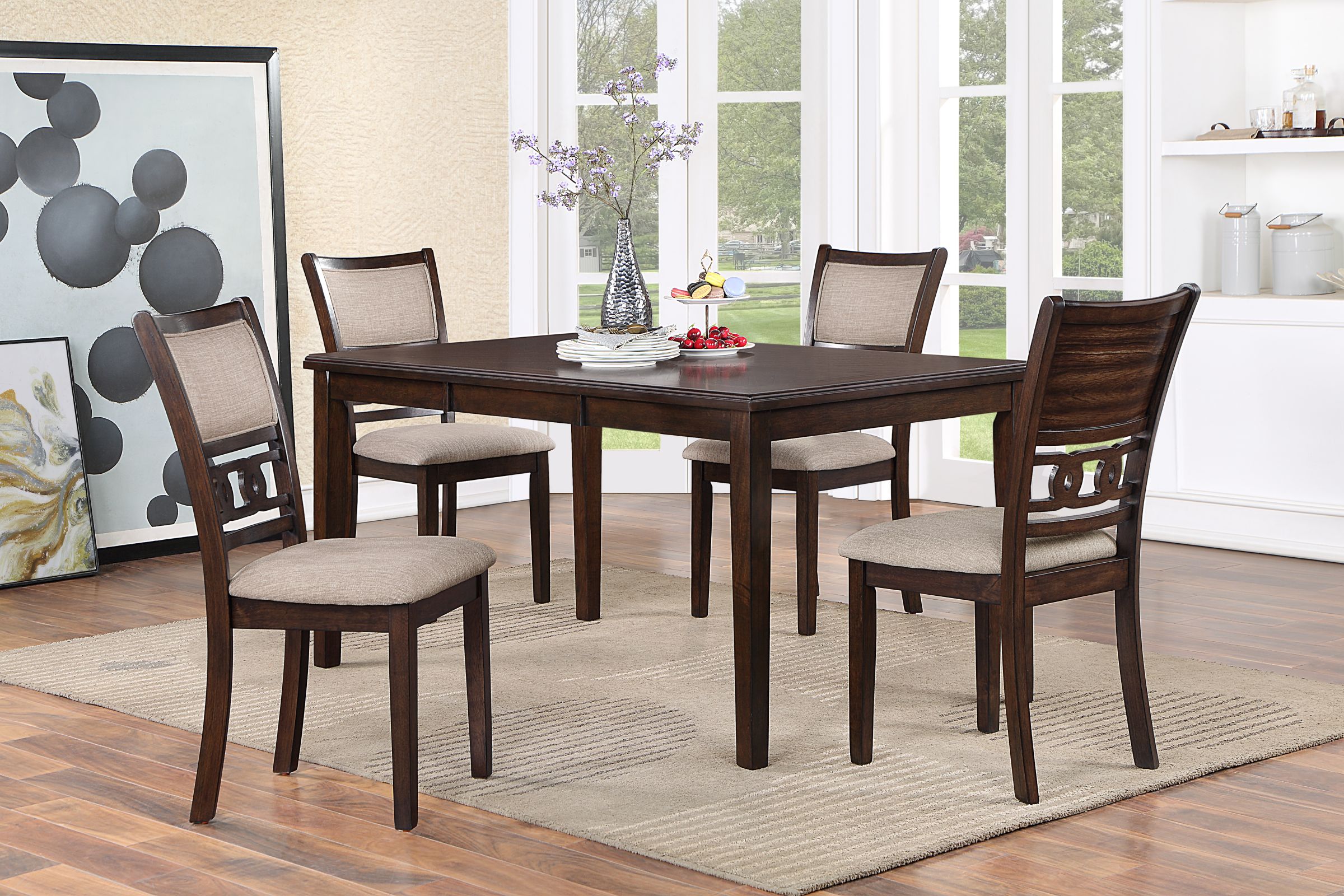 Gia Cherry Rectangular Table + 4 Chair at Gardner White