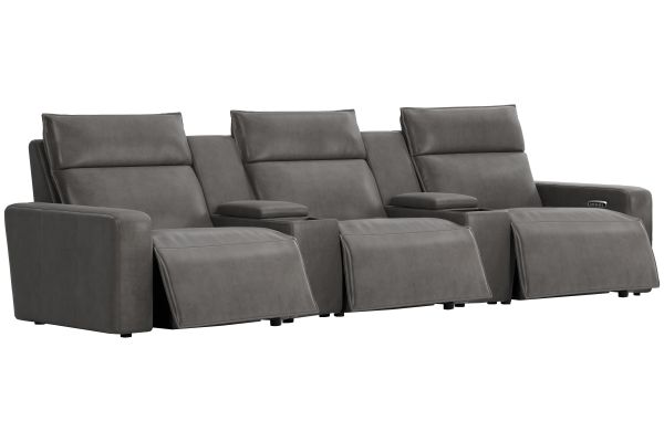 ModularTwo Grey 5-Piece Dual Power Reclining Sofa with Armless Recliner