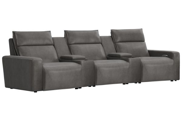 ModularTwo Grey 5-Piece Dual Power Reclining Sofa with Armless Recliner