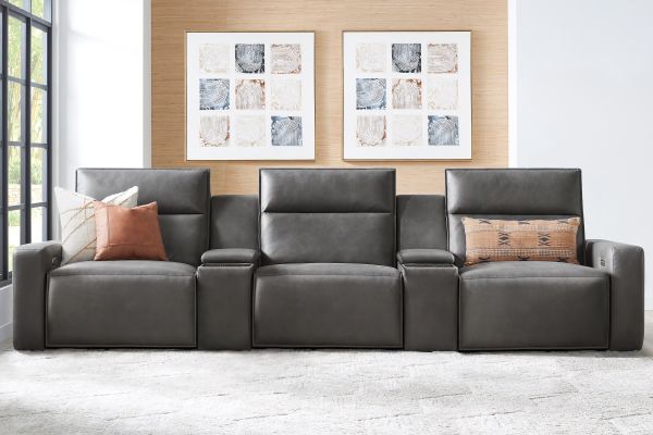ModularTwo Grey 5-Piece Dual Power Reclining Sofa with Armless Recliner
