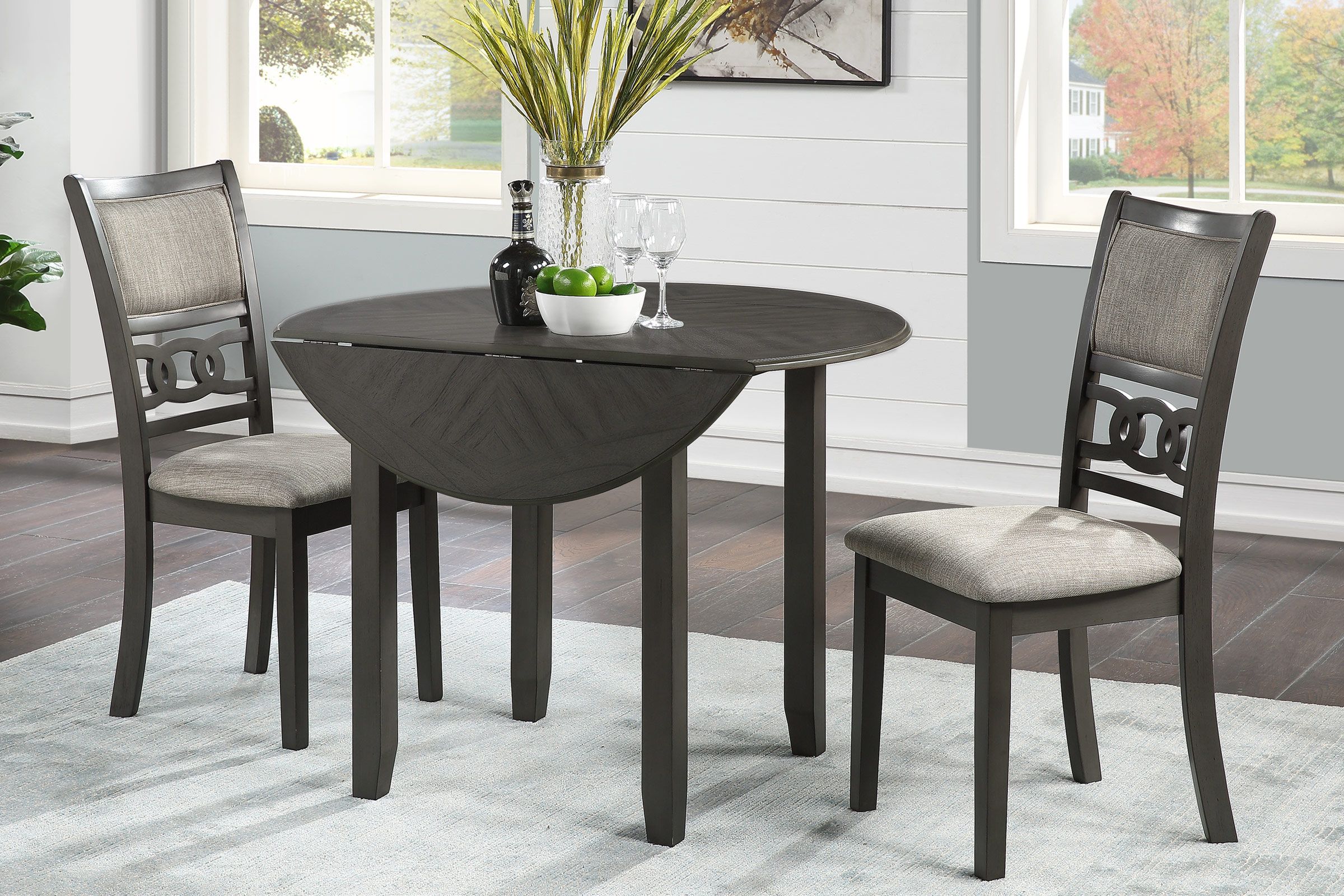 Gia Grey Drop Leaf Dining Table Chairs at Gardner White