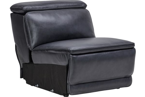 Maddox Navy Leather Triple Power Reclining Sofa