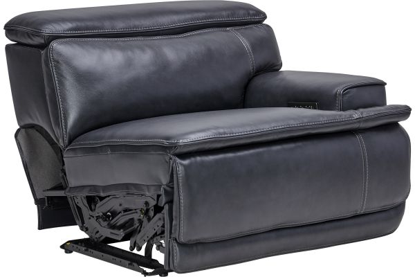 Maddox Navy Leather Triple Power Reclining Console Loveseat